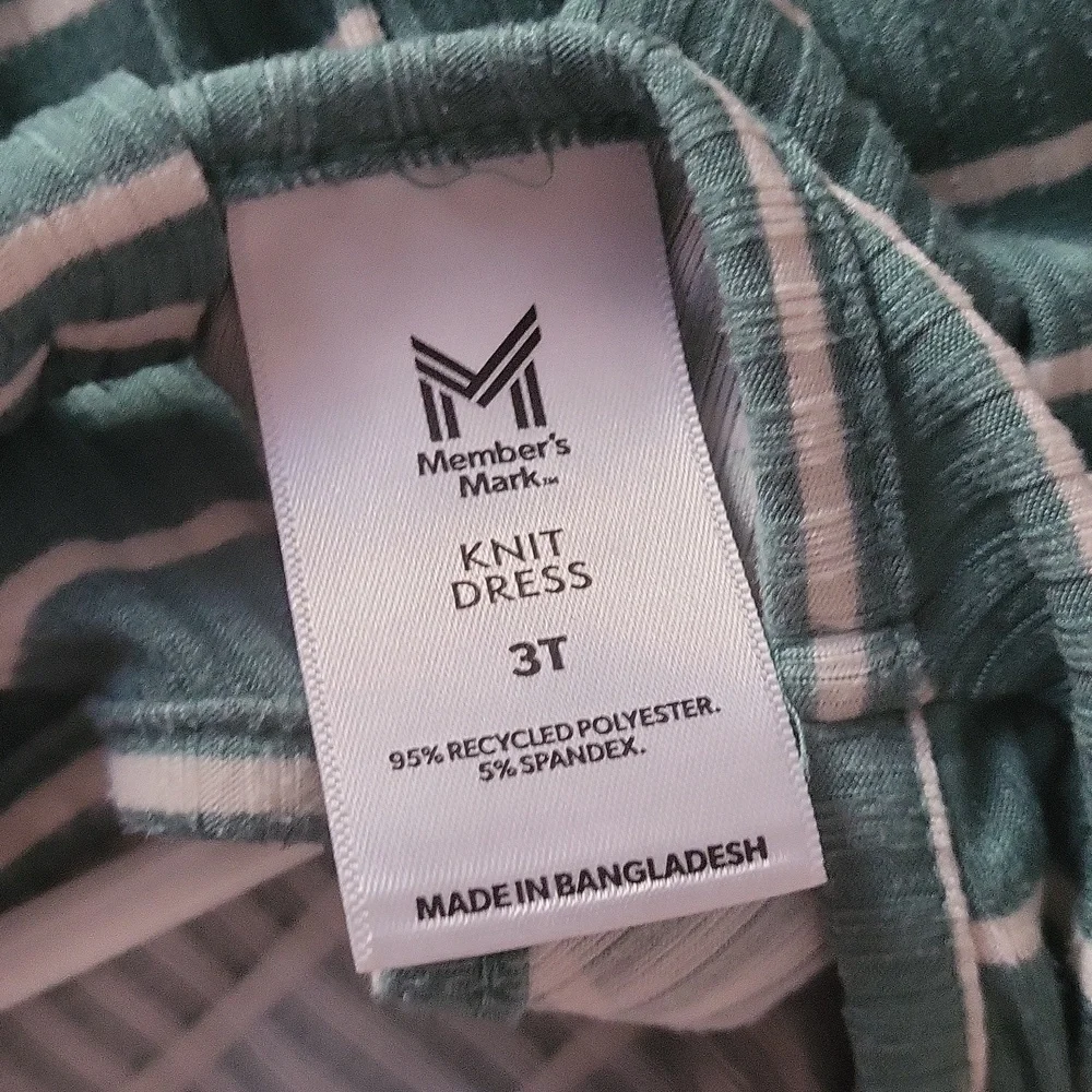 Member's Mark Striped Green Kids Dress - Picture 3 of 3